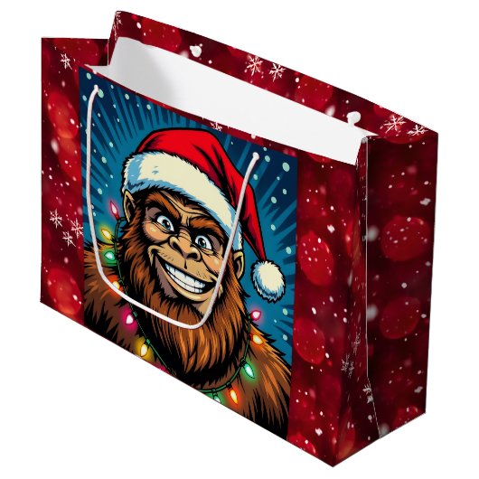 Merry Bigfoot Sasquatch Christmas Groot Cadeauzakje (Voorkant Gekanteld)