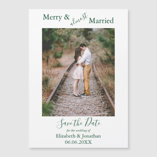 Merry & bijna getrouwd sparen de Datum Magnet (Voorkant)