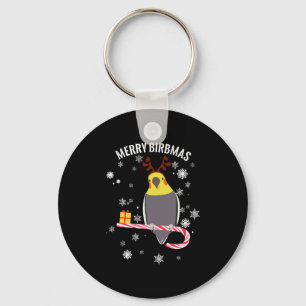 Merry Birbmas Funny Cockatiel Bird Holiday voor Ch Sleutelhanger