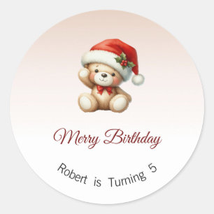 Merry Birthday Labels, Stickers voor de kerstverja