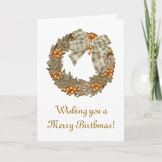 Merry Birthmas gecombineerd kerstfeest Feestdagen Kaart (Voorkant)