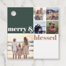 Merry & Blessed Family Christmas Photo Green