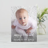 Merry & Blessed Foto Collage Vakantie Geboorte  Aankondiging (Staand voorkant)