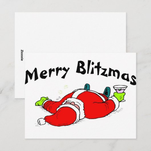 Merry Blitzmas Santa Feestdagenkaart (Voorkant / Achterkant)