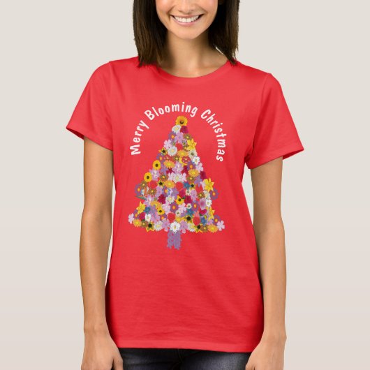Merry Blooming kerstboom T-Shirt (Voorkant)