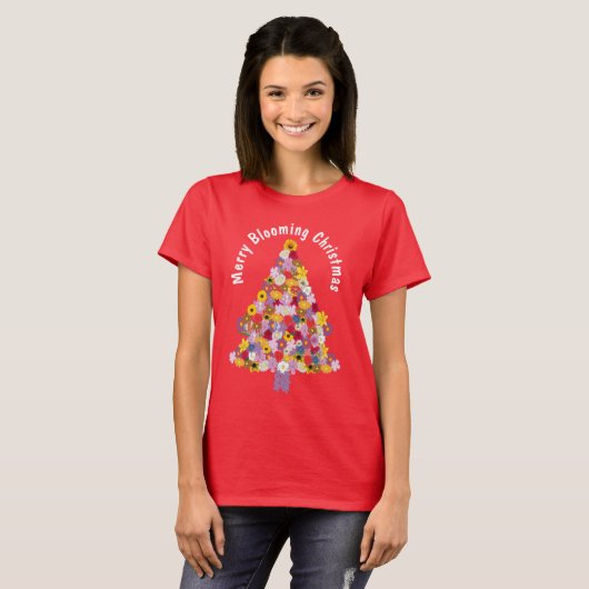 Merry Blooming kerstboom T-Shirt (Voorkant volledig)