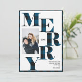 Merry | Blue Buffalo Plays Vertical Photo Holiday Kaart (Staand voorkant)