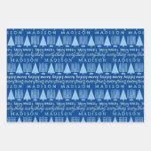 Merry Blue Intereligies Alles toevoegen Kindernaam Inpakpapier Vel (Voorkant)