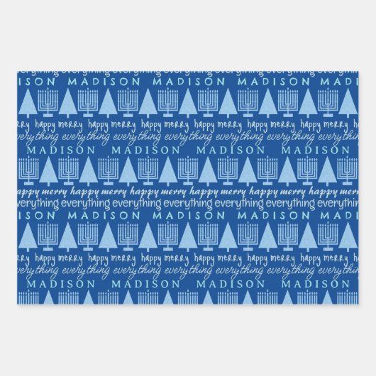 Merry Blue Intereligies Alles toevoegen Kindernaam Inpakpapier Vel (Voorkant)