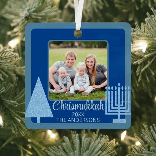 Merry Blue InterGeloof Chrismukkah Double Sided Metalen Ornament (Insitu)