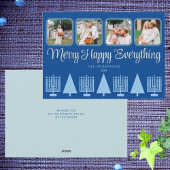 Merry Blue Interreligieuze Menorah Tree Cute 4 Fot Feestdagenkaart