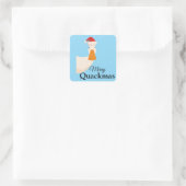 Merry Blue minimalistische kerst grappige cartoon Vierkante Sticker (Tas)