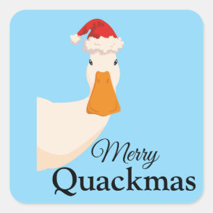 Merry Blue minimalistische kerst grappige cartoon Vierkante Sticker