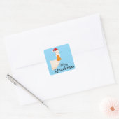 Merry Blue minimalistische kerst grappige cartoon Vierkante Sticker (Envelop)