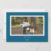 Merry Blue Retro Script Christmas Photo Feestdagenkaart (Achterkant)