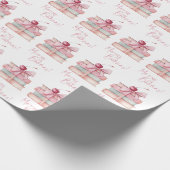 Merry Bookmas Coquette Bow Book Stack Cherry Cadeaupapier (Hoek)