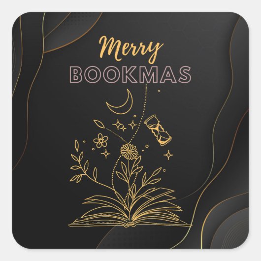 Merry Bookmas kerstboek Vierkante Sticker (Voorkant)
