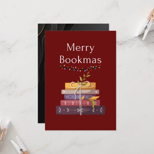 Merry Bookmas - kerstboeken Kaart (Voorkant / Achterkant in situ)