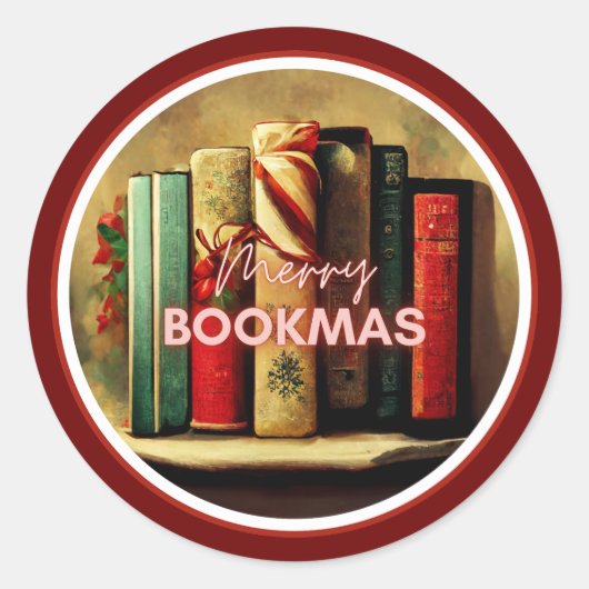 Merry Bookmas, Schoolfeest Ronde Sticker (Voorkant)