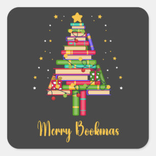 Merry Bookmas Vierkante Sticker