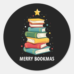Merry Books - Feestelijke boekenstapel voor boeken Ronde Sticker