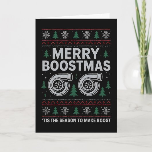 Merry Boostmas Turbo Christmas Sweater Car Racing Kaart (Voorkant)