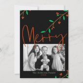 Merry Botanical Black Berry Branch Holiday Party Kaart (Voorkant)