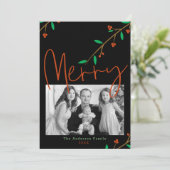 Merry Botanical Black Berry Branch Holiday Party Kaart (Staand voorkant)