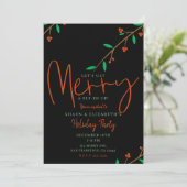 Merry Botanical Black Berry Branch Holiday Party Kaart (Staand voorkant)