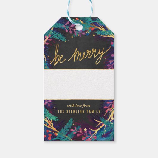 Merry Botanicals Custom Holiday Gift Label Cadeaulabel (Voorkant)