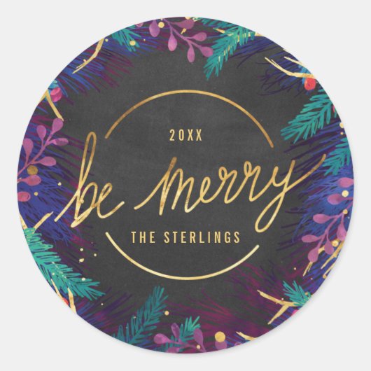 Merry Botanicals Holiday Gift Label Sticker (Voorkant)