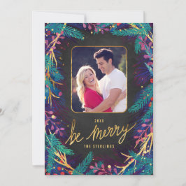 Merry Botanicals Holiday Photo Card Feestdagenkaart