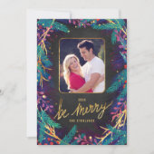 Merry Botanicals Holiday Photo Card Feestdagenkaart (Voorkant)