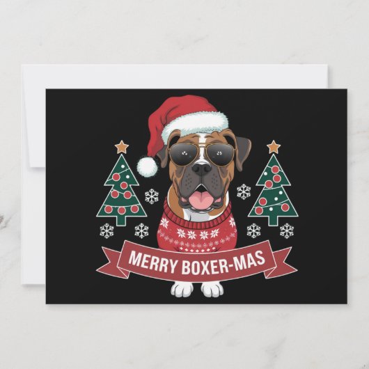 Merry Boxer-mas Schattigee Boxer Hondenliefhebber  Feestdagenkaart (Voorkant)