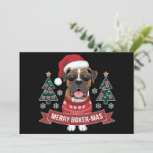 Merry Boxer-mas Schattigee Boxer Hondenliefhebber  Feestdagenkaart (Staand voorkant)