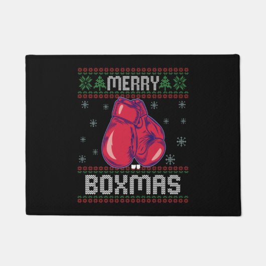 Merry Boxmas Ugly KerstSweater Boxing Lovers Deurmat (Voorkant)