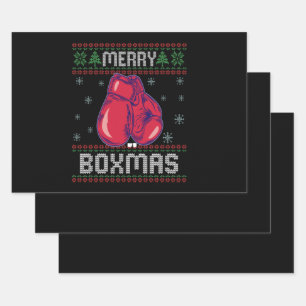 Merry Boxmas Ugly KerstSweater Boxing Lovers Inpakpapier Vel
