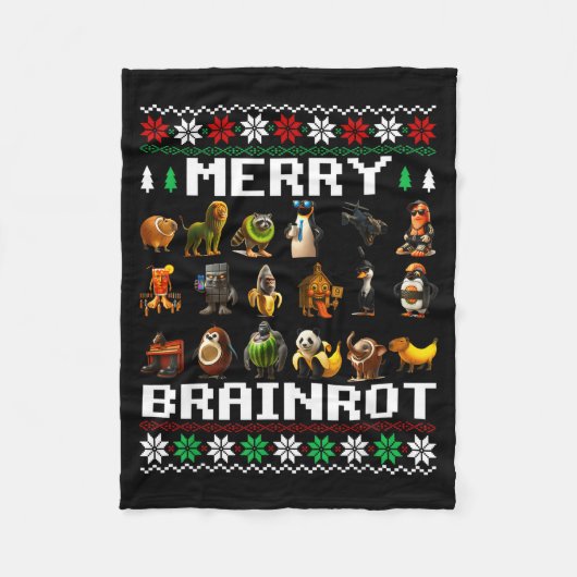 Merry Brainrot Ugly Christmas Sweater Funny Italia Fleece Deken (Voorkant)