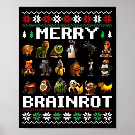 Merry Brainrot Ugly Christmas Sweater Funny Italia Poster (Voorkant)