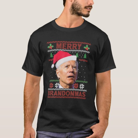 Merry Brandonmas Brandon Anti-Biden Ugly Kerstmis T-shirt (Voorkant)