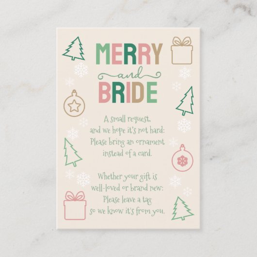Merry & Bride Bring An Ornament Bridal Shower Informatiekaartje (Voorkant)