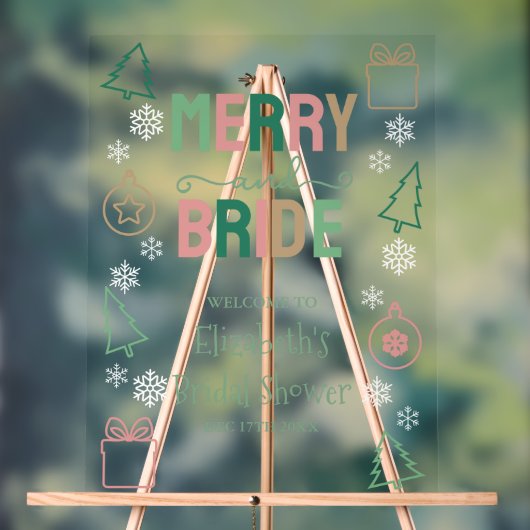 Merry & Bride Christmas Bridal Shower Acryl Bord (Neutraal)