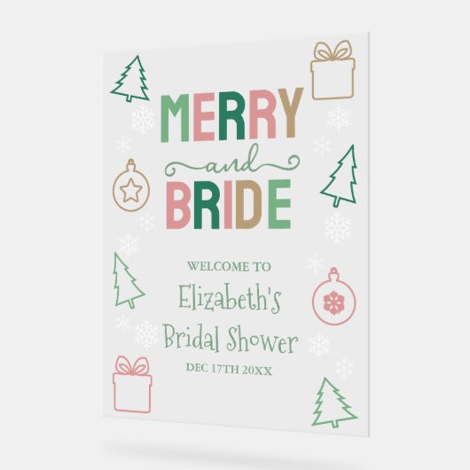 Merry & Bride Christmas Bridal Shower Acryl Bord (Hoek)
