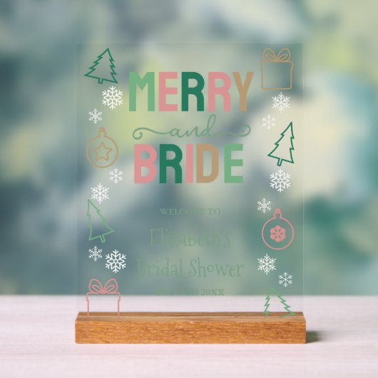 Merry & Bride Christmas Bridal Shower Acryl Bord (Neutraal)