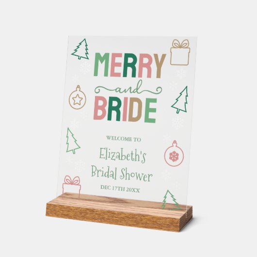 Merry & Bride Christmas Bridal Shower Acryl Bord (Hoek)