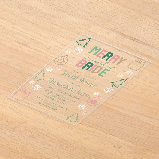Merry & Bride Christmas Bridal Shower Acryl Uitnodigingen (Laagn)