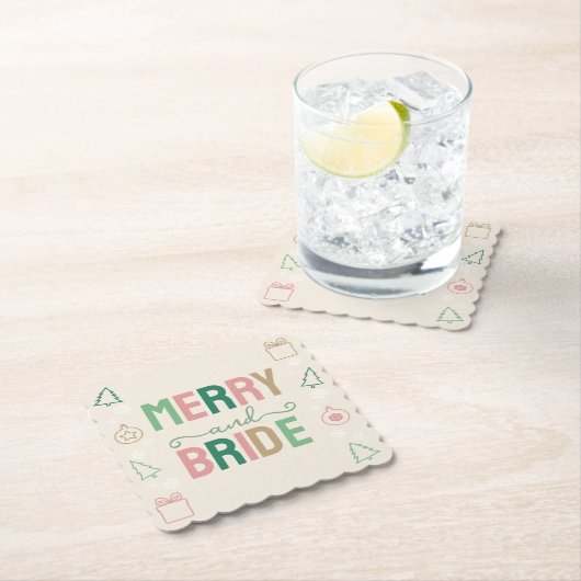 Merry & Bride Christmas Bridal Shower Kartonnen Onderzetters (Insitu)