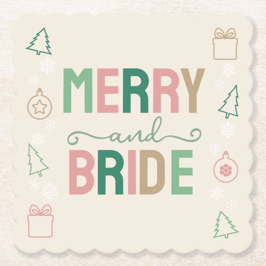 Merry & Bride Christmas Bridal Shower Kartonnen Onderzetters (Voorkant)