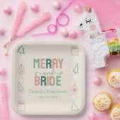 Merry & Bride Christmas Bridal Shower Papieren Bordje (Feest)