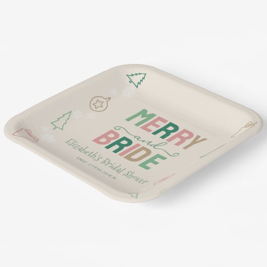 Merry & Bride Christmas Bridal Shower Papieren Bordje (Gebogen)